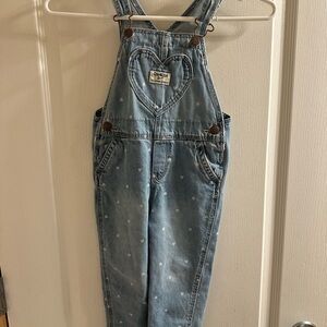 OshKosh B'gosh Light Blue Heart Print Denim Overalls